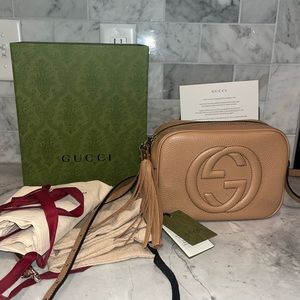 NWT Gucci Soho Leather Disco Bag in Camelia